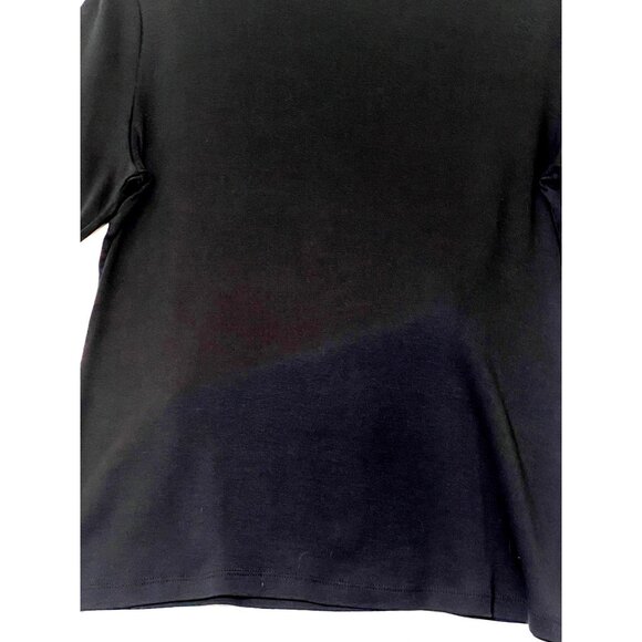 Talbots Women's Black Pima Cotton Tee Shirt Size L 3/4 Sleeve Stretch Goth - Picture 10 of 16